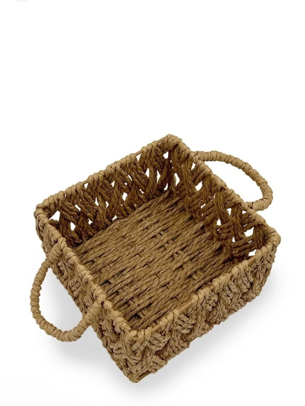 New Target Bullseye Playground Small Woven Rustic Square Basket w/ Handles
